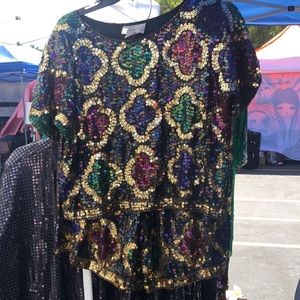 FINAL PRICE Amazing vintage beaded sequin shorts set size small